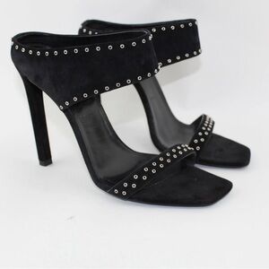 Saint Laurent Black Suede Studded Sandals